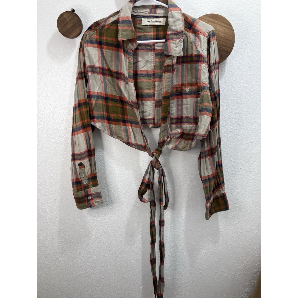 We The Free One Way Plaid Wrap Shirt By Free People Size Medium Pumpkin Patch